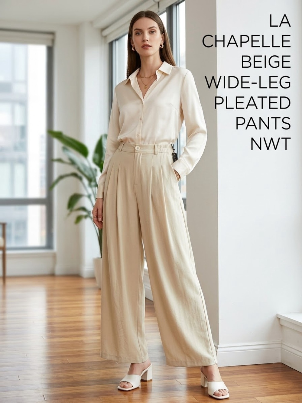 Cream Womens Pleated Maxi Skirt